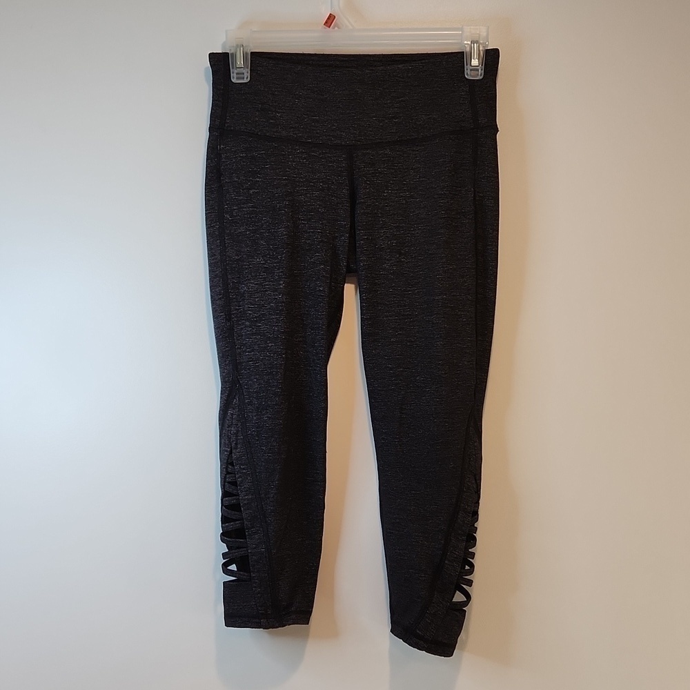 Athleta Capi Lattice Leggings Vented Pants Women's Sz XS Charcoal Gray NICE! - Picture 1 of 13